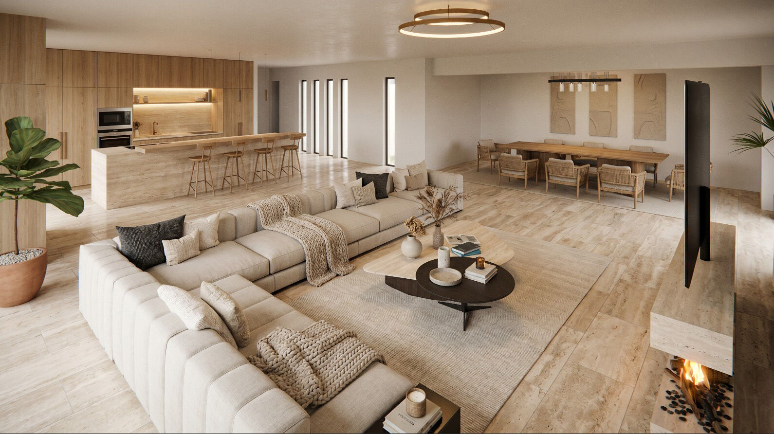 Residence D — living room, kitchen & dining